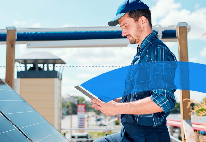 Solar installation owner giving quote