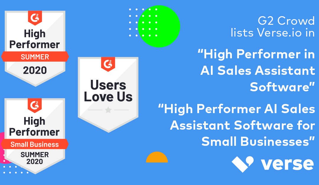 G2 Announces Verse.io as Top 10 in AI Sales Assistant Featured Image