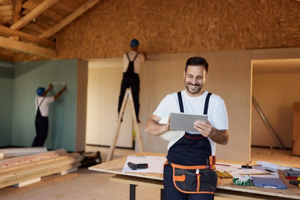  A homebuilder uses technology to help during the construction process. 