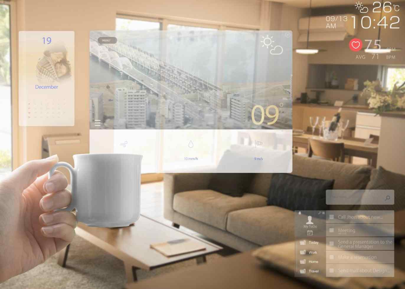 Sample home builder social media post shows model living room.