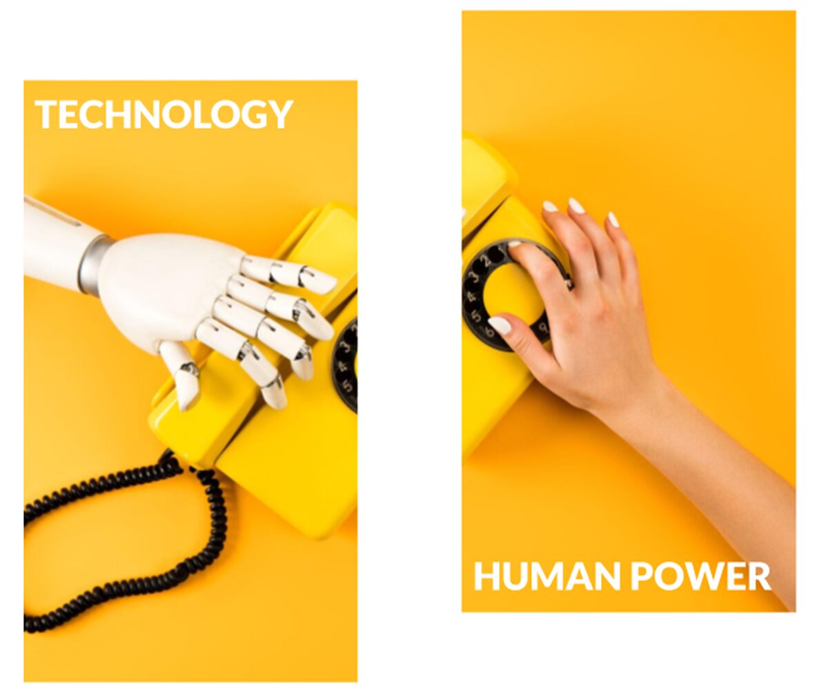 a robotic and human hand to demonstrate ai+human to solve ai hallucinations