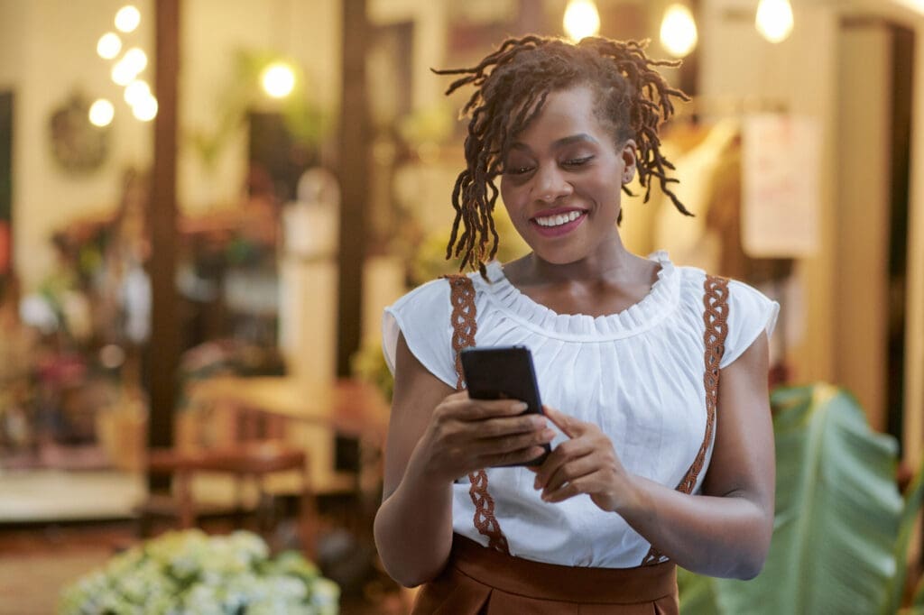 Happy customer texting back