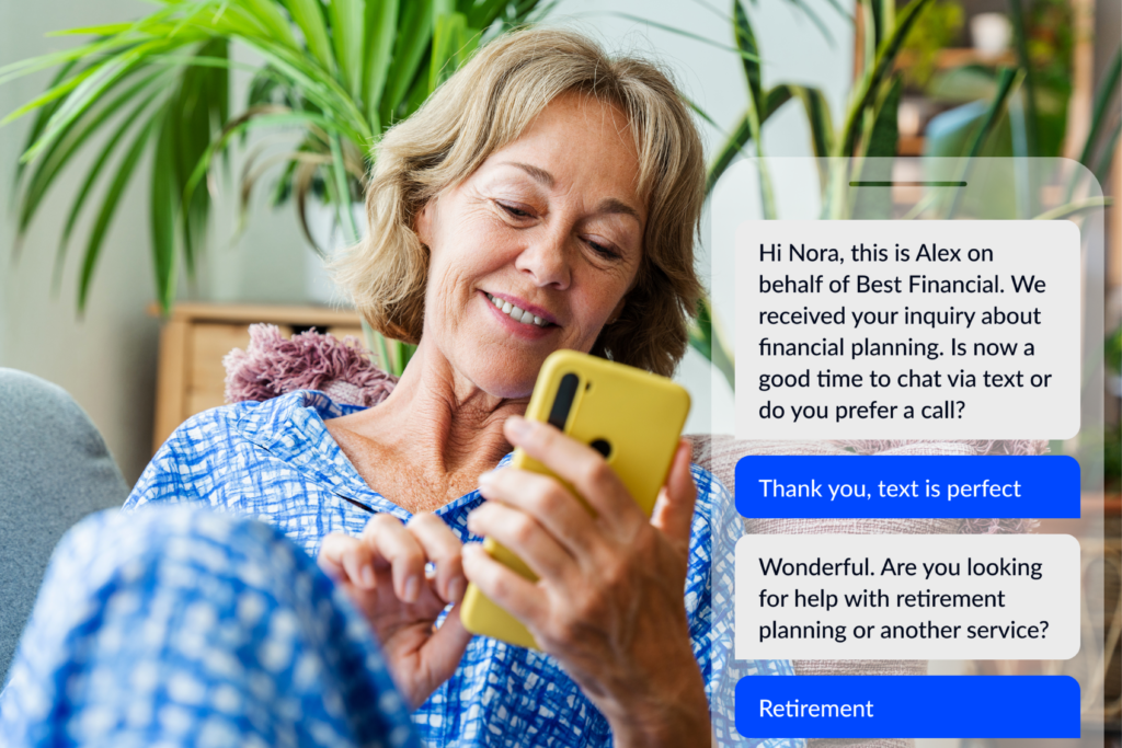 Woman texting about retirement planning