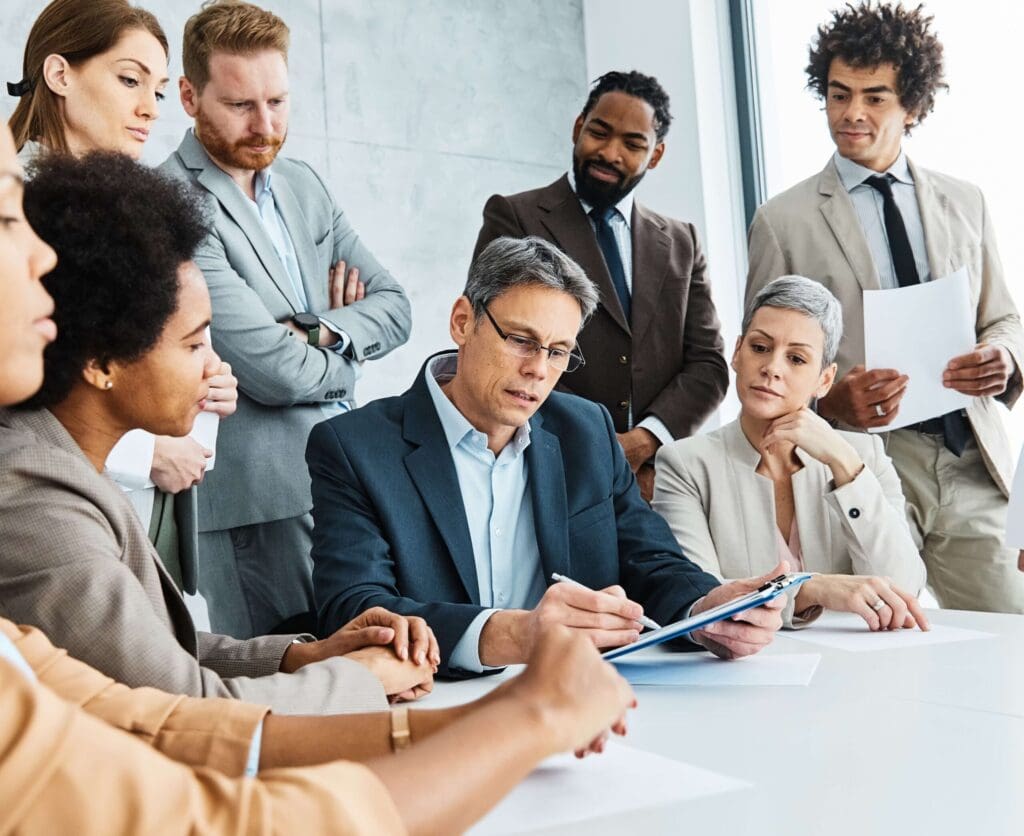 Diverse team making a decision together