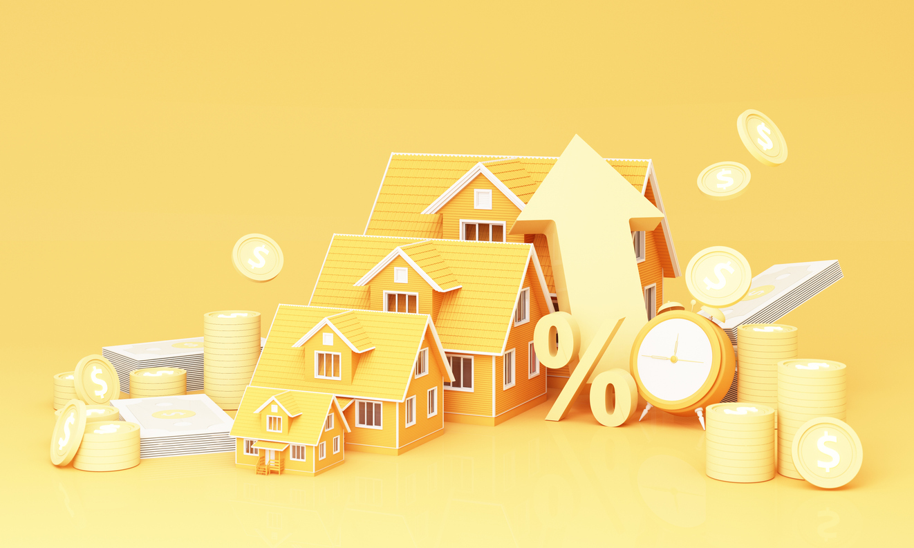 Home, arrow, and percentage icons illustrate homebuying trends.