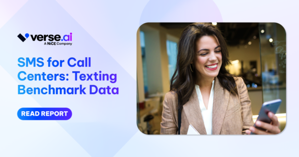 Woman using SMS for call centers