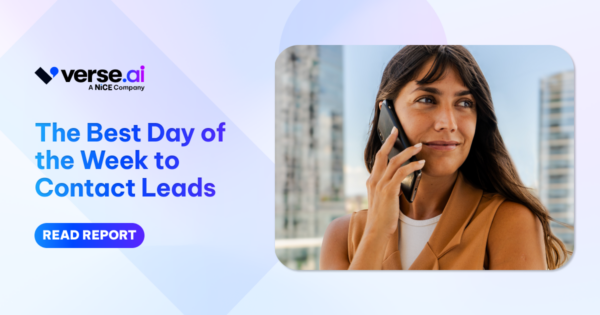 Woman on phone, text reads "Best Day of the Week to Contact Leads"