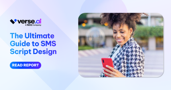 Report cover: woman engaging with SMS script