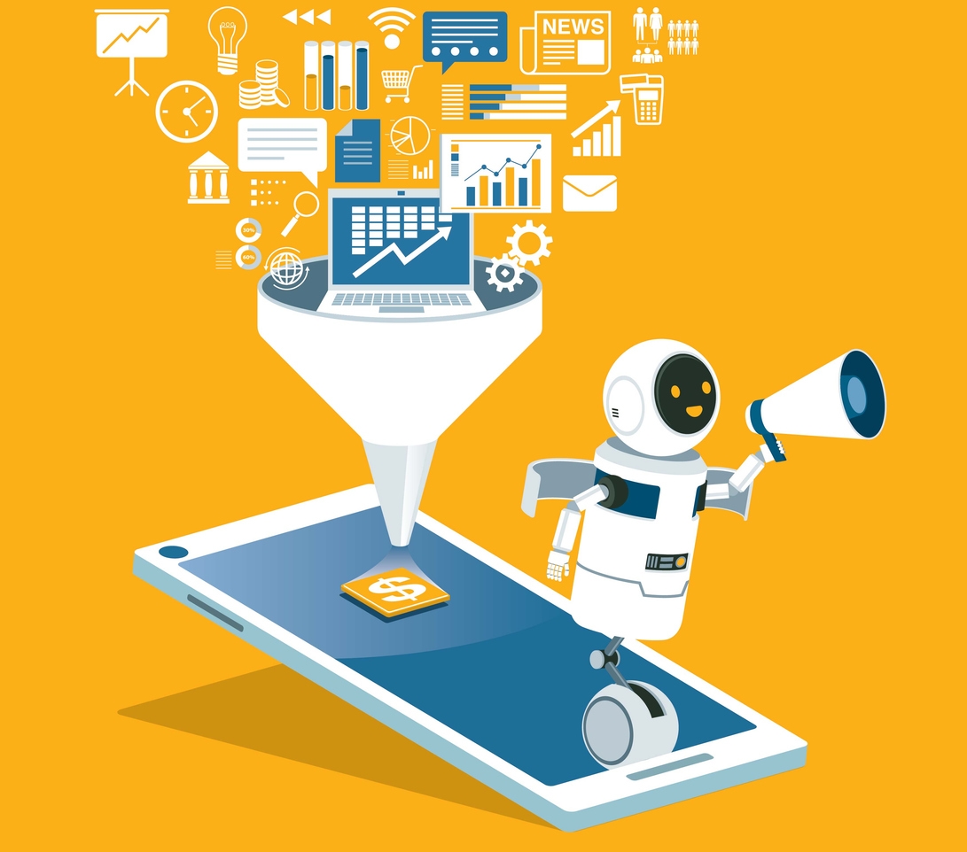 Illustration of chatbots involvement in the sales funnel.
