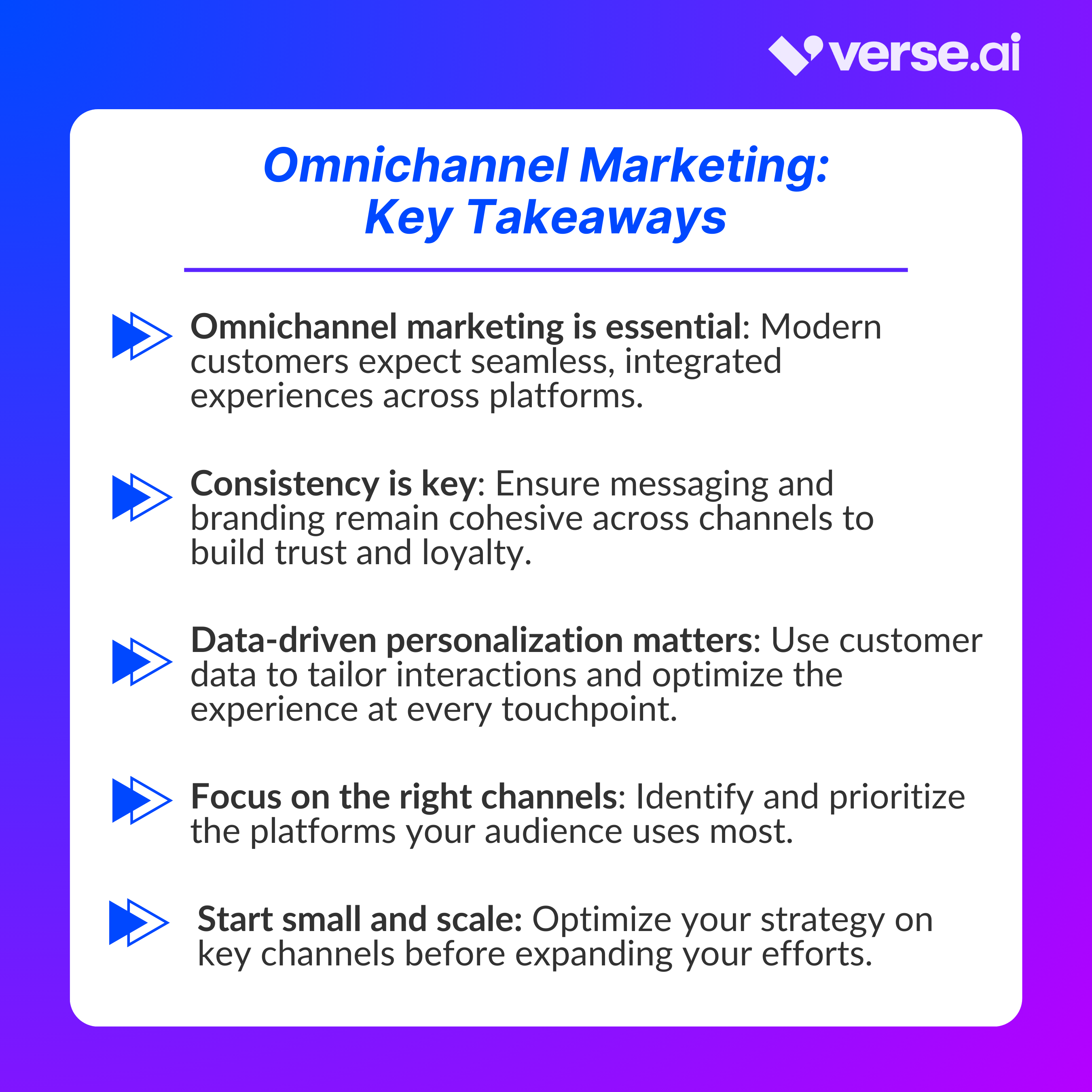 Omnichannel marketing: key takeaways chart