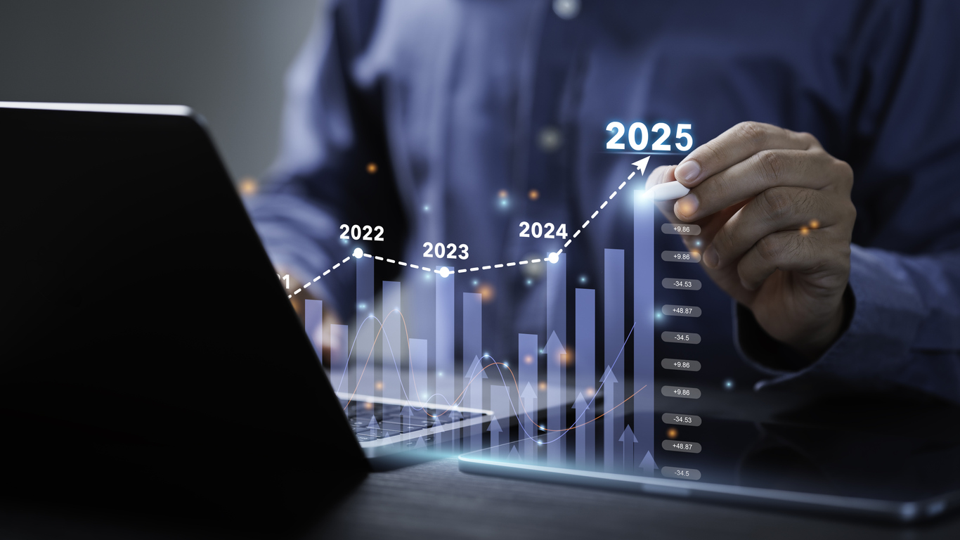 Graph shows an increase in revenue due to AI technology.