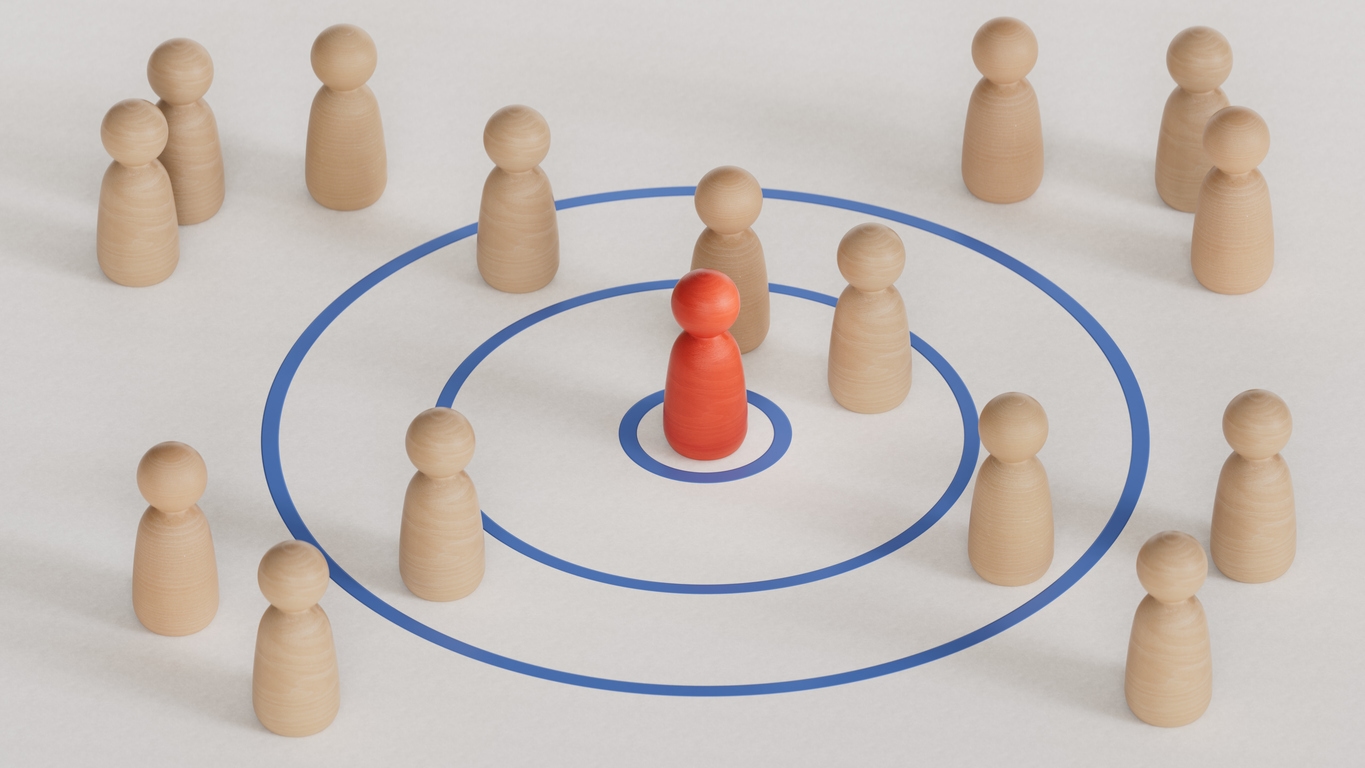 3d illustration of pegs with one red one on the bullseye shows the importance of lead qualification.