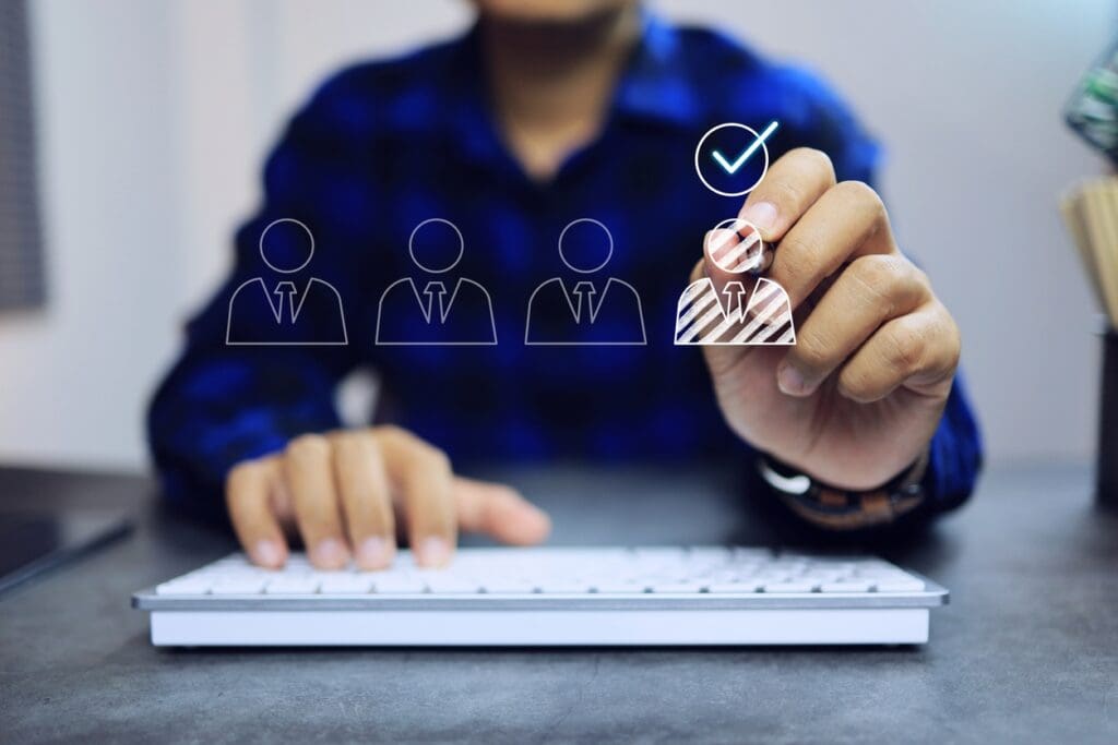 Concept of salesperson qualifying leads, a task AI can take over through lead management.