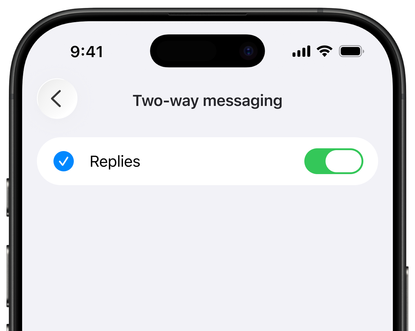 Two-way messaging toggled on