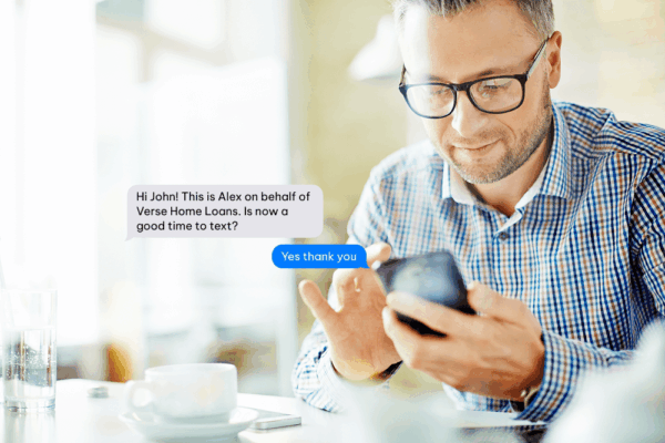 Prospect engaging in two-way SMS conversation with a brand