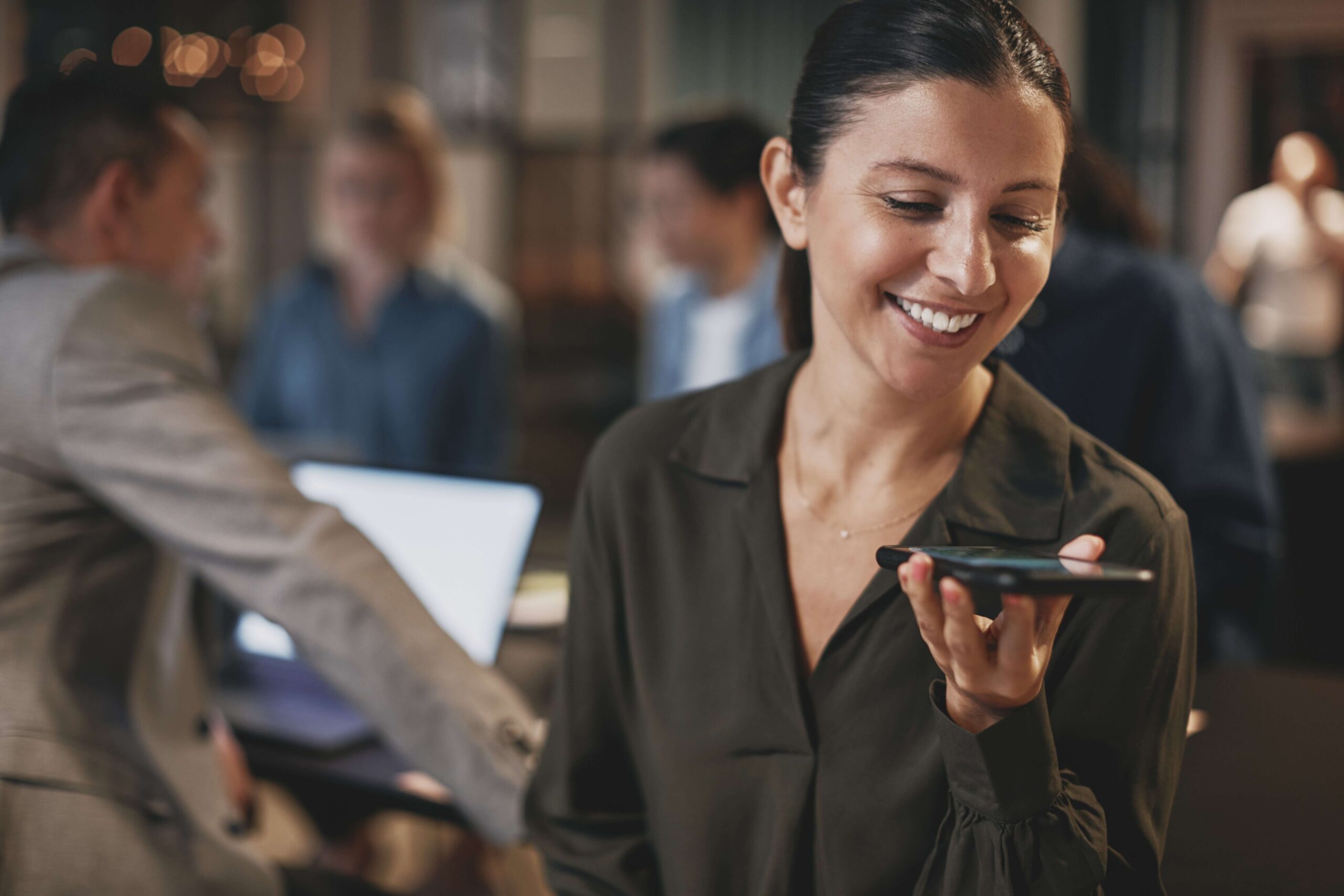 Woman speaking on the phone via live transfer 