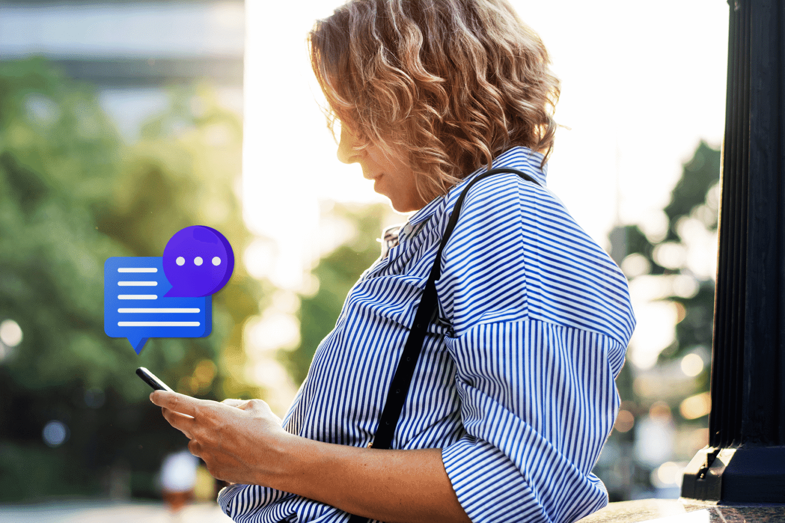 Woman replying to a business SMS, representing a boost in SMS response rates