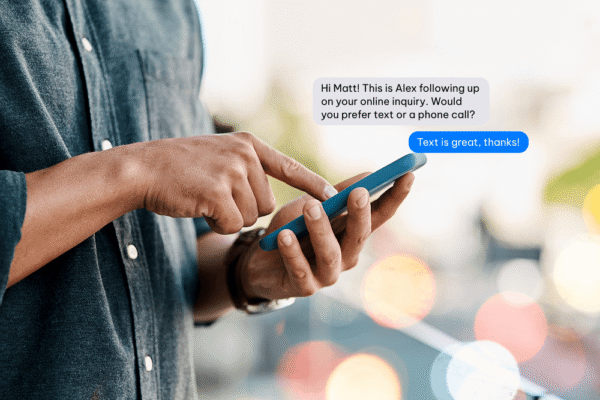 Man using business SMS to engage with a brand