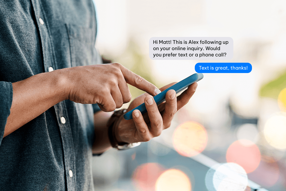 Man using business SMS to engage with a brand