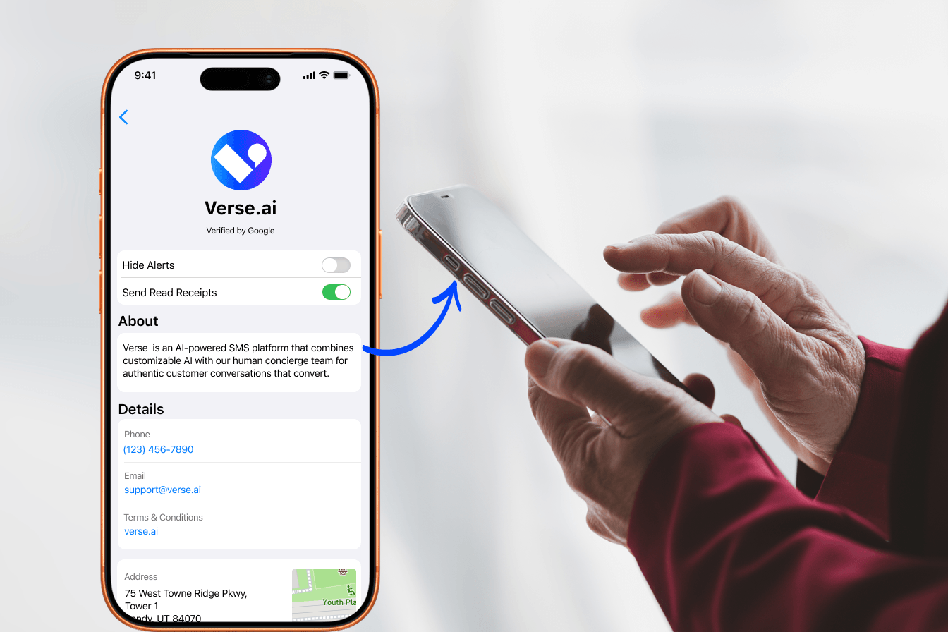 Example of how a brand appears when using RCS messaging