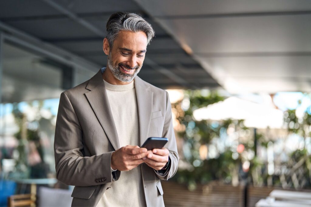 Man uses AI texting to engage with a brand