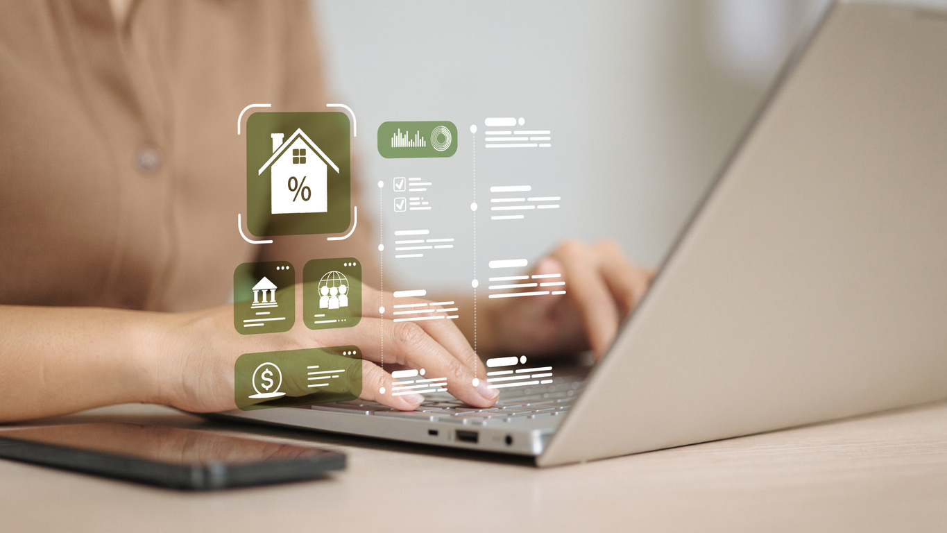 A buyer applies for a home loan on their laptop after a successful mortgage lead nurturing strategy.