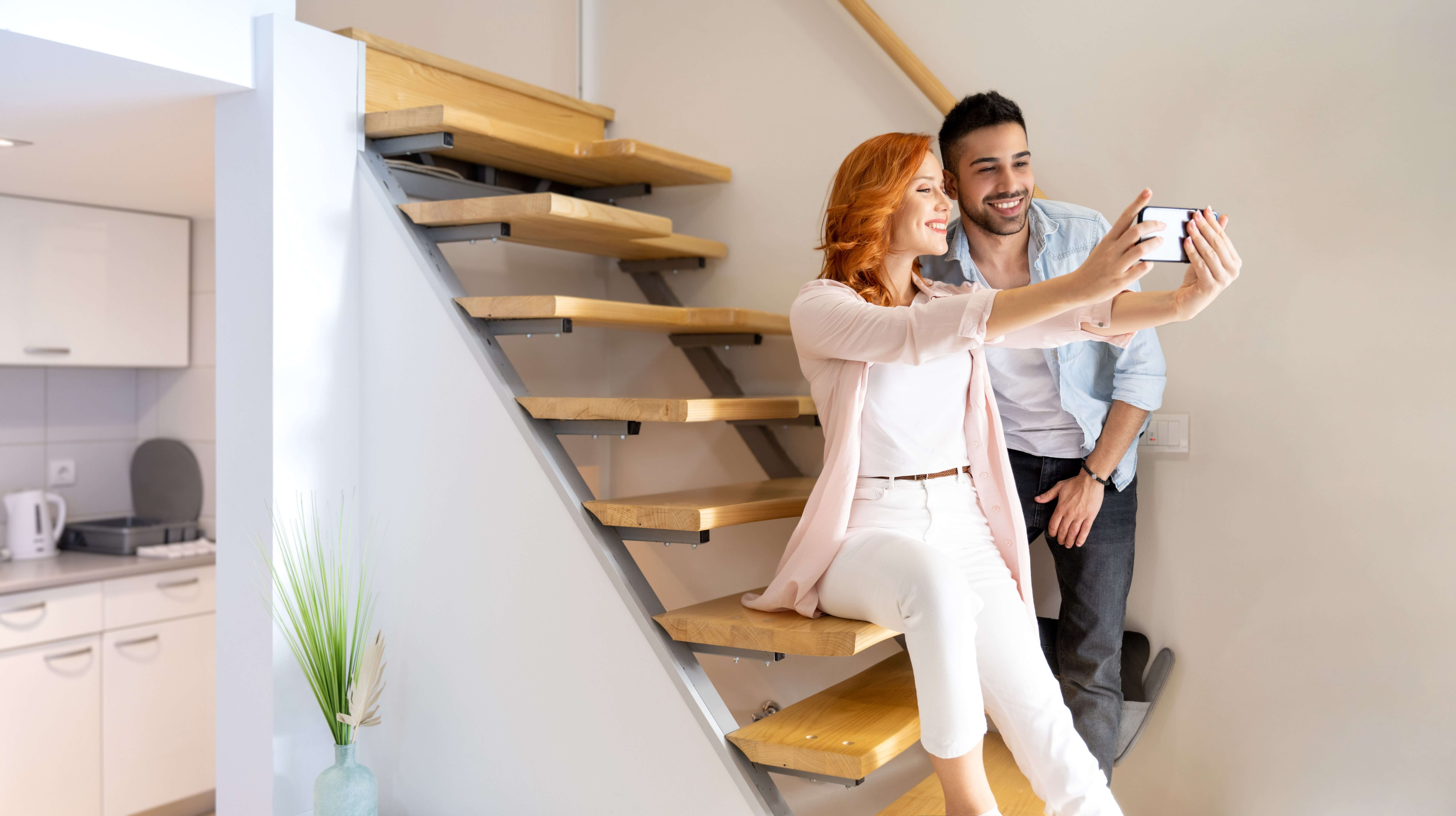 Couple in their new house