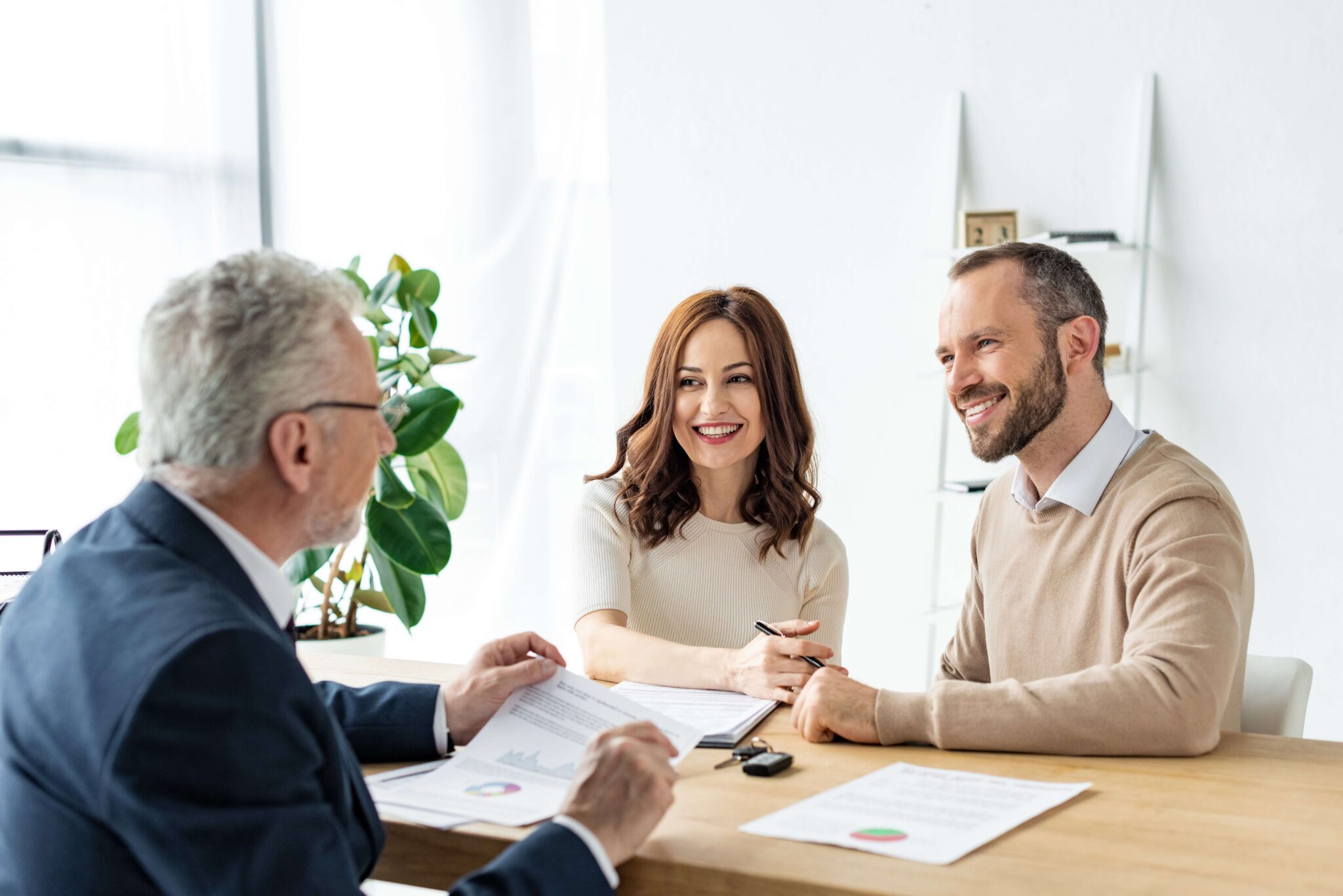 Couple at an appointment with a mortgage lender