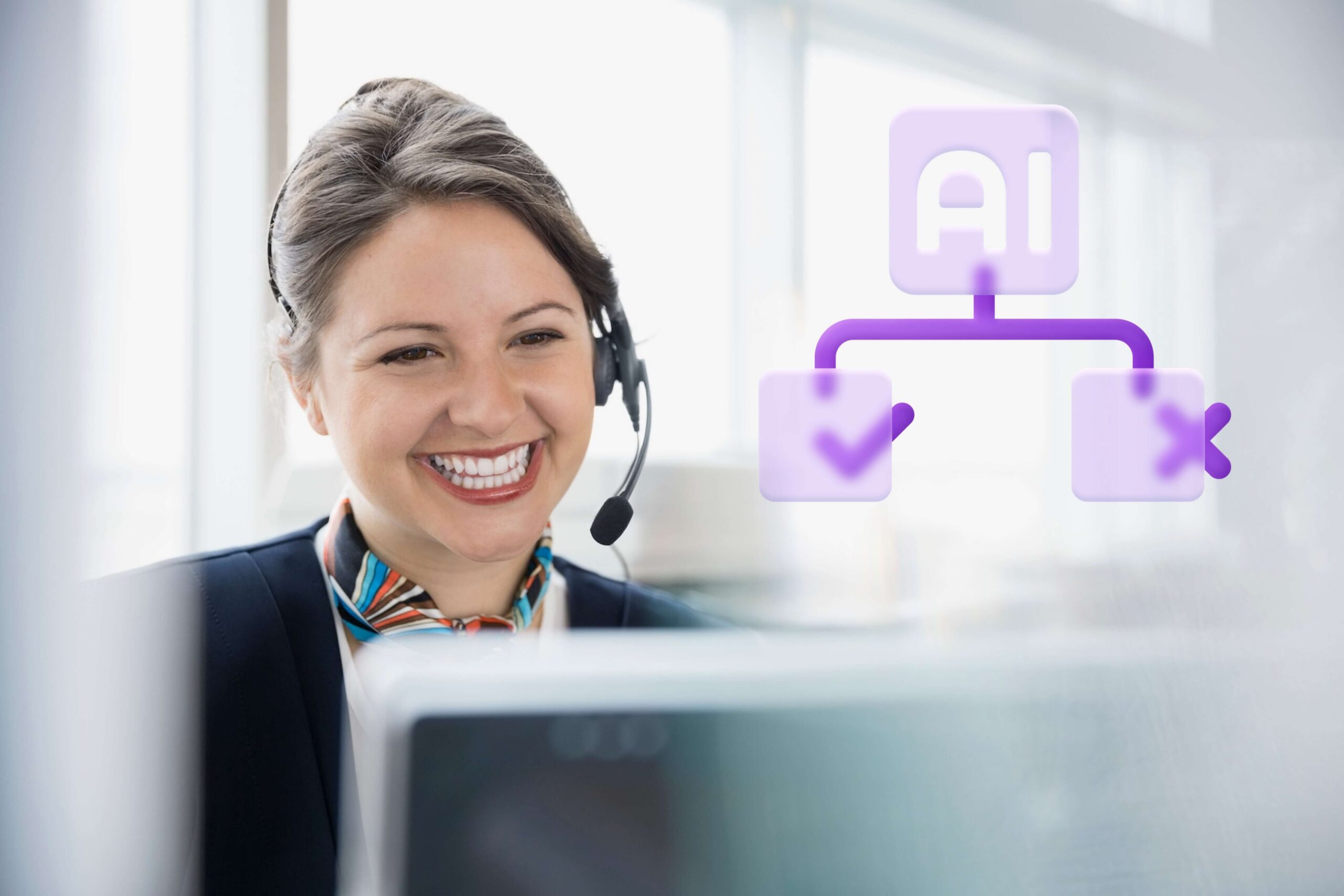 Human call center agent uses AI voice agents to qualify inbound calls.