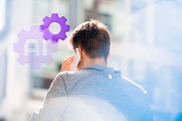 Man interacts with an AI voice agent over the phone