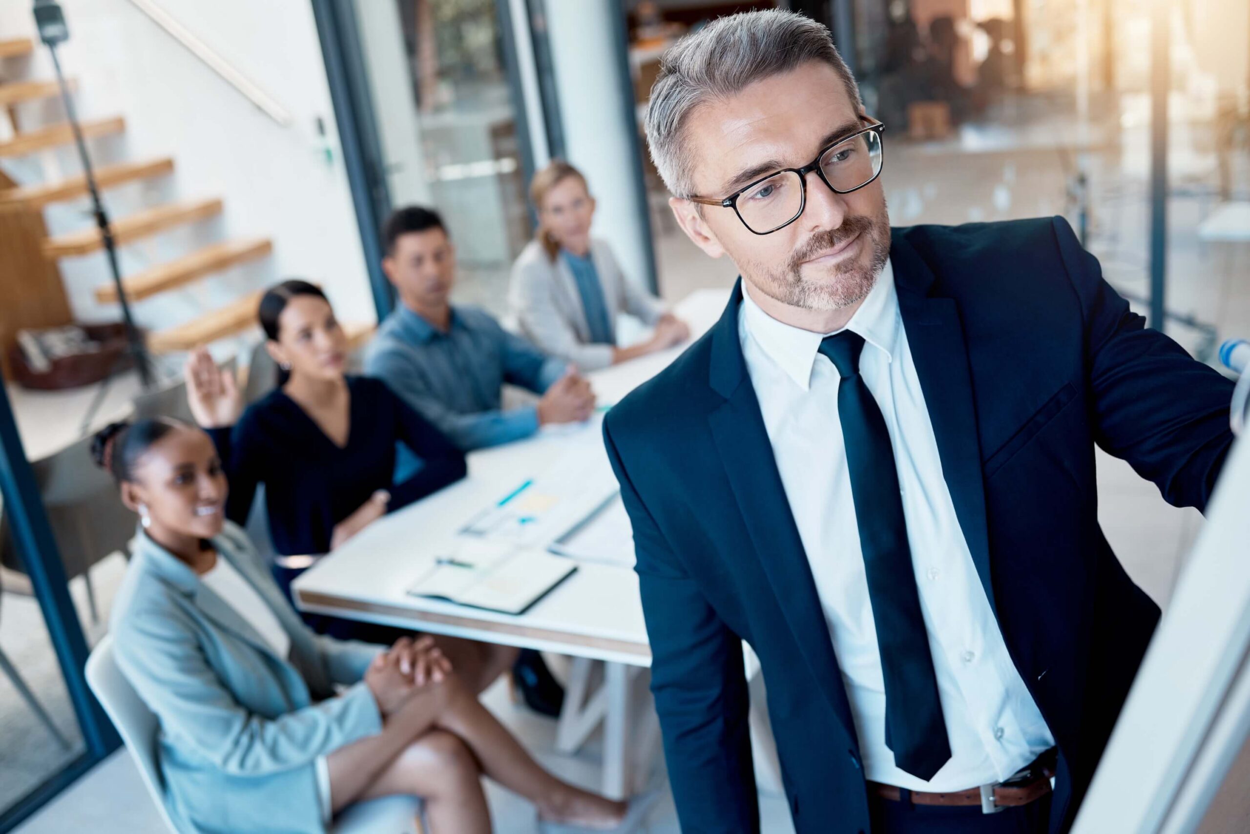 Sales team reviewing analytics from AI agents