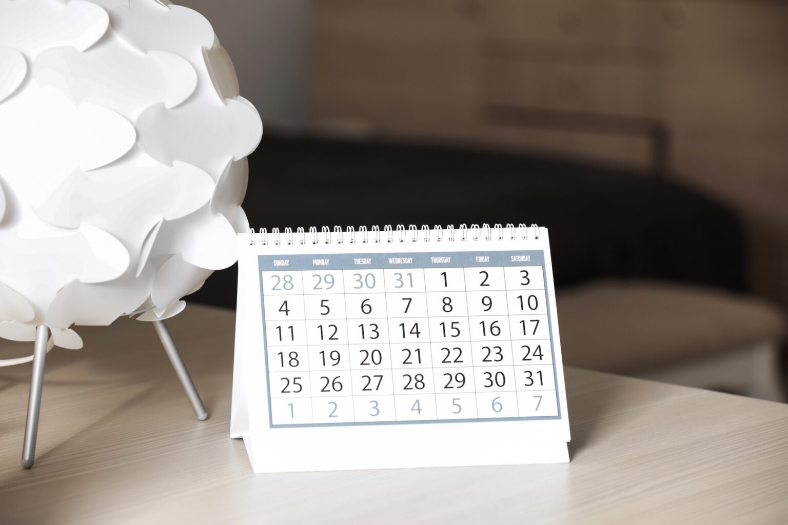 Calendar on table, representing consultation booking